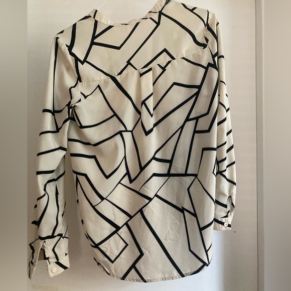 Cream white and black striped blouse - Picture 1 of 2